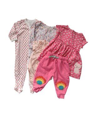 Roller Rabbit Frugi Baby Girls 6-9 mos Pink Clothing Lot Organic Cotton Cute Set